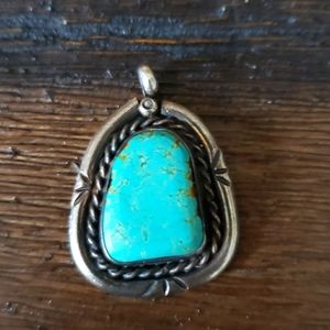 Vintage/Old Pawn Sterling Silver Turquoise Pendant